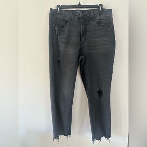 Time and Tru Black Straight Leg Distressed Jeans